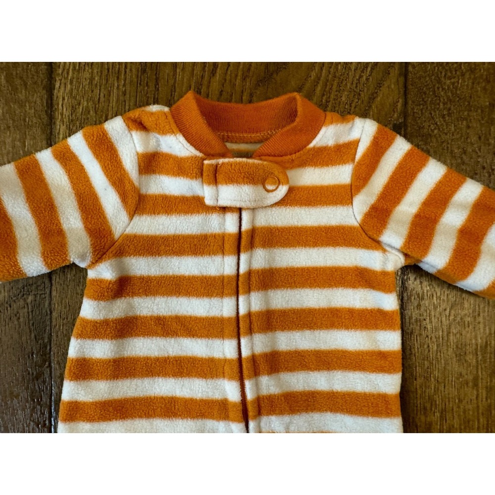Preemie‎ Baby Boy Girl Sleeper Zipper Outfit Romper Fleece Striped Orange Reborn